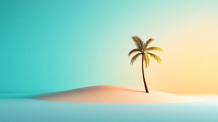 Obraz premium Minimalist beach, simple tones, modern design, 3D illustration