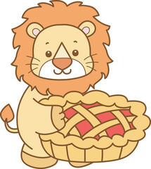 Cute Lion vector icon. Funny baby Lion animal series stock illustration. life of fluffy Lion designs.