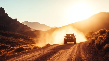 Offroad adventure path through a rugged canyon, dusty trails, extreme terrain, thrilling outdoor exploration, nature s raw beauty