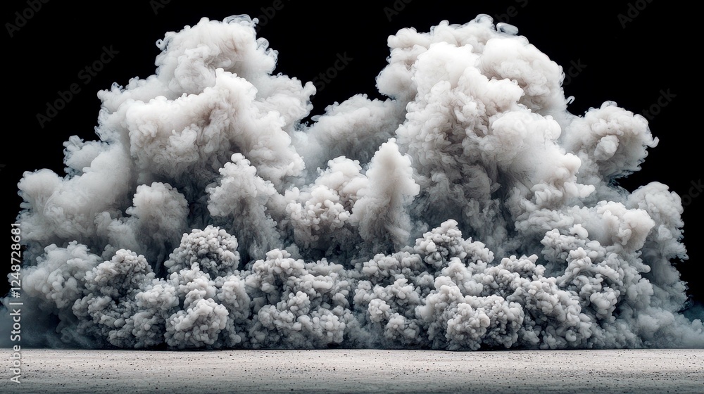 Poster abstract smoke clouds: dramatic grey and white texture on black background. perfect for design proje