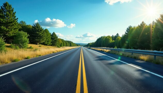 Dark asphalt highway, clear road markings, daytime , motion, asphalt, background