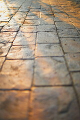 Obraz premium Concrete floor, brown brick pattern, London style.