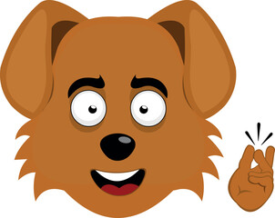 vector illustration emoji character face dog cartoon, snapping your fingers hand
