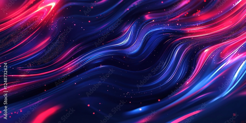 Poster abstract waves of vibrant color flow dynamically with sparkling dust, creating a stunning visual mas