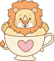 Cute Lion vector icon. Funny baby Lion animal series stock illustration. life of fluffy Lion designs.