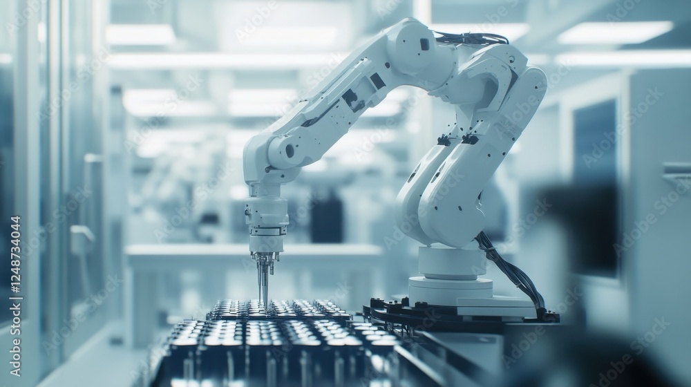 Poster highly sophisticated robotic arm efficiently processes samples in a state of the art laboratory sett
