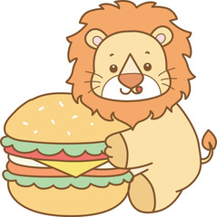 Cute Lion vector icon. Funny baby Lion animal series stock illustration. life of fluffy Lion designs.