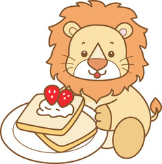 Cute Lion vector icon. Funny baby Lion animal series stock illustration. life of fluffy Lion designs.