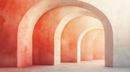 Arched passageway with plaster texture and peach to white gradient