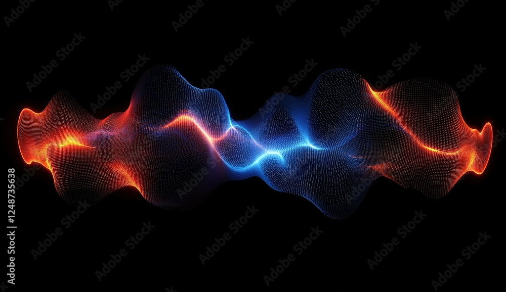 Poster abstract red and blue energy waves flow dynamically in dark space, creating a stunning visual displa