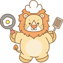 Cute Lion vector icon. Funny baby Lion animal series stock illustration. life of fluffy Lion designs.
