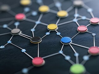 Abstract Network Connection Concept with Nodes and Lines for Data Visualization