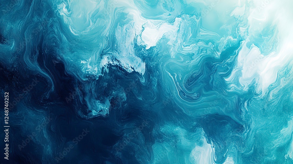 Wall mural bright abstract gradient with teal and cyan hues, glowing softly, creating a futuristic and calming 