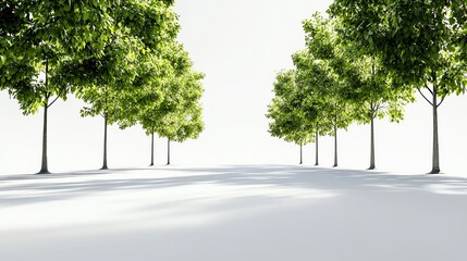 Obraz premium a treelined sidewalk, urban greenery, peaceful shaded walk, soft sunlight filtering through leaves, isolated on white background