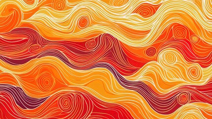 Bright abstract pattern with flowing orange and red waves, smoothly transitioning for a dynamic and vibrant design