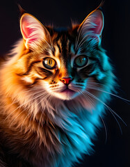 Prismatic cat, realistic. with white shades