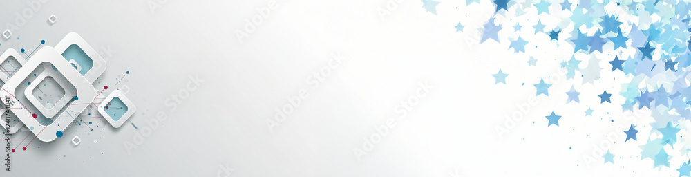 Aufkleber this modern, abstract background features overlapping, layered, white square shapes with light teal/