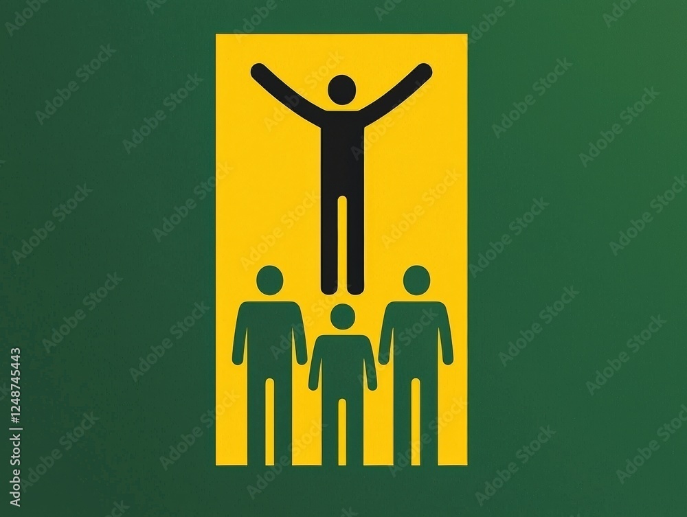 Aufkleber abstract representation of teamwork and success with contrasting colors and simplified figures symbo