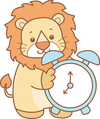 Cute Lion vector icon. Funny baby Lion animal series stock illustration. life of fluffy Lion designs.