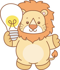 Cute Lion vector icon. Funny baby Lion animal series stock illustration. life of fluffy Lion designs.