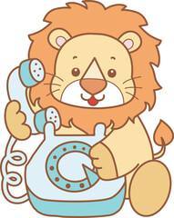 Obraz premium Cute Lion vector icon. Funny baby Lion animal series stock illustration. life of fluffy Lion designs.