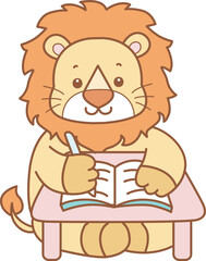 Cute Lion vector icon. Funny baby Lion animal series stock illustration. life of fluffy Lion designs.