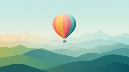 Obraz premium Soaring Spectacle: Hot Air Balloon Floating Over Verdant Fields