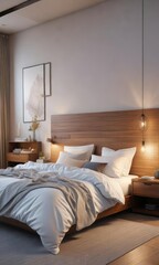 Serene and inviting bedroom with a cooling treat, cozy sanctuary, fresh air circulation