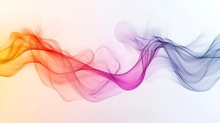 Visualization of music, sound ,Abstract rainbow wave on a white background ,Iridescent wavy smoky lines on a white background
