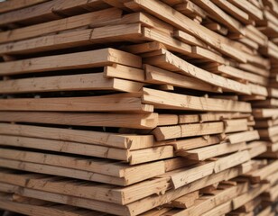 Pile of wooden fence pickets ready for installation, stack, fence, construction