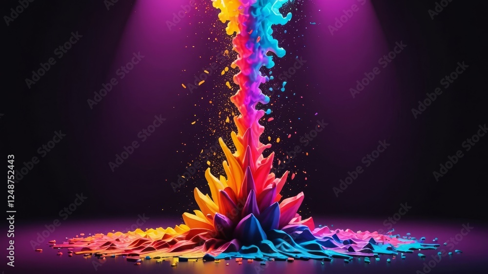 Poster vibrant splash of colorful liquid creating a dynamic abstract formation