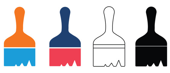 Paint brush icon set. Assorted paintbrush vector illustration. Paint brushes drawing tool. Containing various paintbrush for small to wide. Flat simple design. vector illustration.