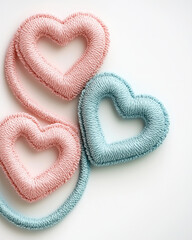 Pastel heart shaped designs with textured embroidery