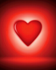 Fiery red heart illustration with glowing gradient background