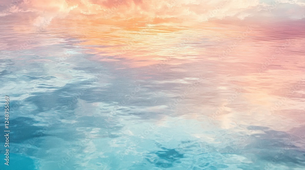 Aufkleber pastel gradient holographic background with reflective water surface and soft cloud patterns