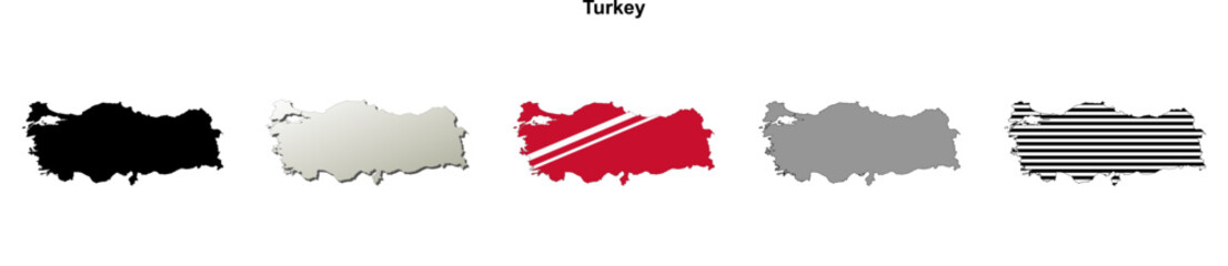 Turkey outline map set
