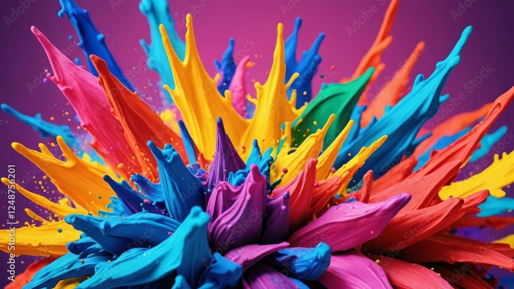Poster a vibrant explosion of colorful paint splashes creates a dynamic and artistic visual display