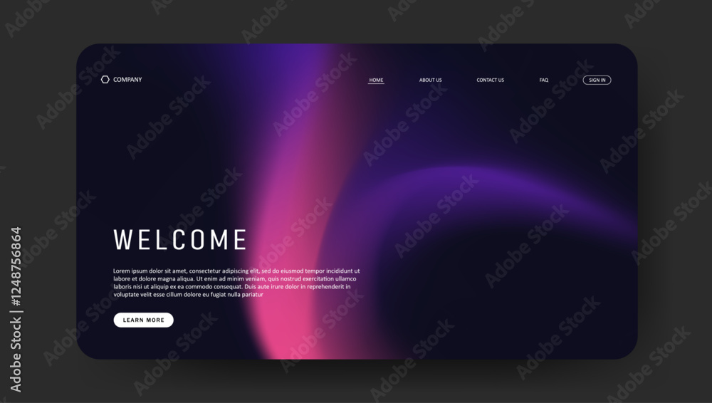 Poster fluid gradient landing page website design