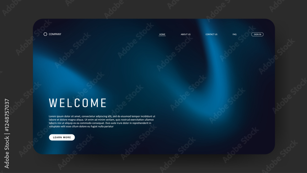 Poster fluid gradient landing page website design