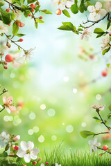 Colorful Spring Elementss Frame Border Background - Space for Text	
