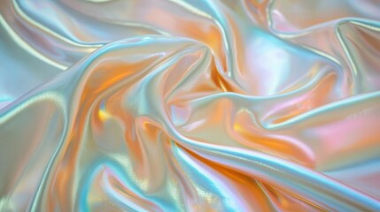 Obraz premium Holographic Pastel Fabric with Futuristic Sheen in Soft Colors and Smooth Texture