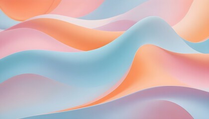 Obraz premium Ondas abstractas que fluyen en suaves colores pastel, incluidos tonos de naranja, rosa y azul claro, creando una apariencia suave y fluida