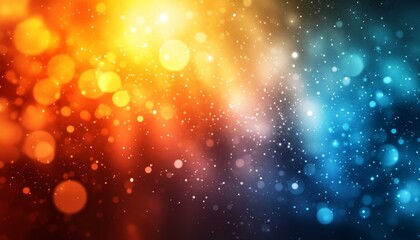 Obraz premium Light Beams And Bokeh Circles Abstract Design, Colorful Lights Background With Glowing Effects.