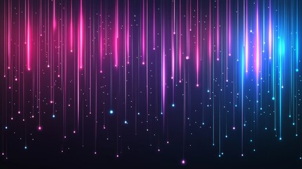 Abstract Background with Vertical Neon Blue and Pink Lines on a Dark Background, Vector Illustration