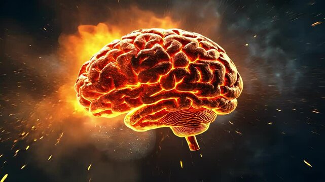 Creativity concept with a brain exploding in colors. Mind blown concept.