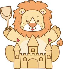Cute Lion vector icon. Funny baby Lion animal series stock illustration. life of fluffy Lion designs.
