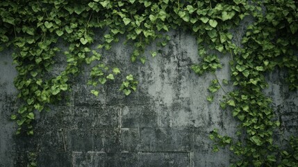 Green Ivy Covering a Weathered Stone Wall