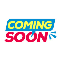 coming soon text banner flat style vector icon
