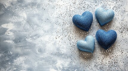 Blue Glitter Hearts on Textured Background for Happy Valentine's Day Celebration