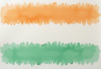 Fototapeta premium Abstract colorful pattern of jagged orange and green horizontal bands on a white background, showcasing an artistic and vibrant design